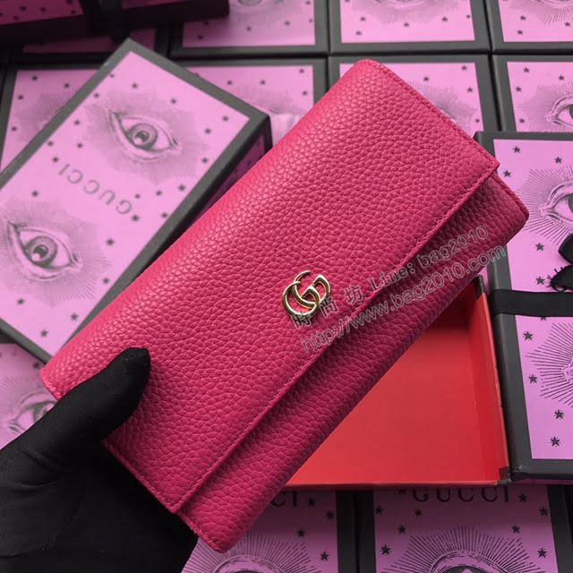 Gucci包 古馳新款錢包 Gucci翻蓋女錢包 牛皮系列 410100黑全皮  gdj1186